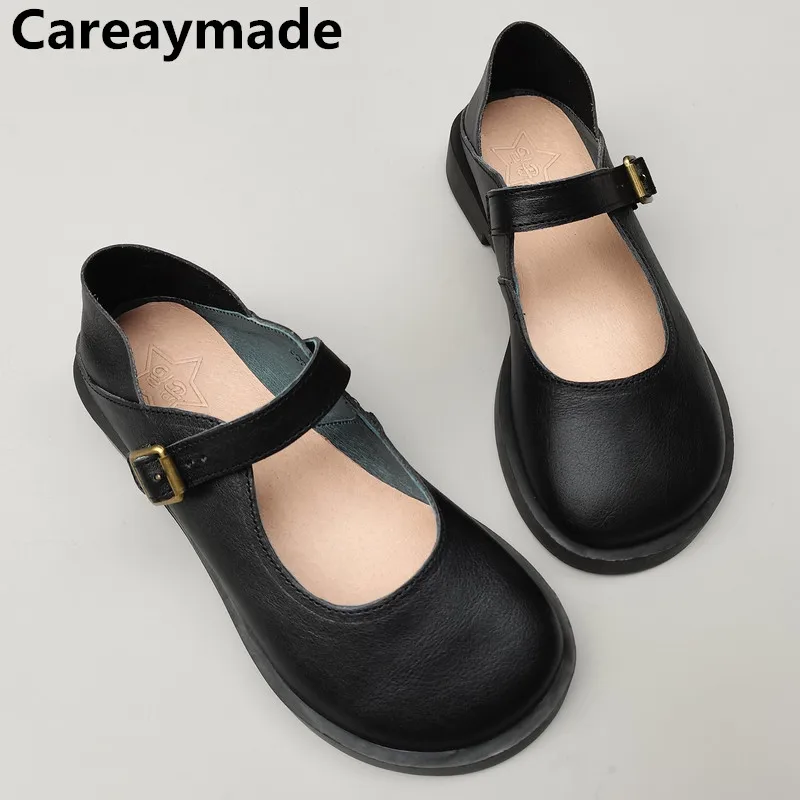 Damskie buty ze skóry naturalnej, luźna okrągły wierzchołek warstwa skóry bydlęcej, oddychająca antypoślizgowa, o płytkim kroju, oryginalne pojedyncze buty