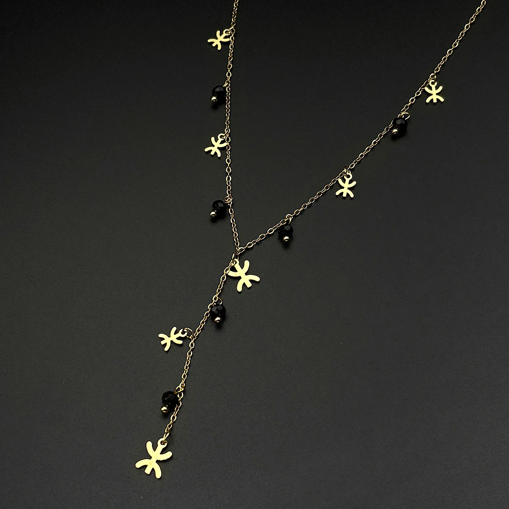 Vintage Nordafrikanische Berber-Symbol-Halskette für Frauen Edelstahl Amazigh Yaz Böhmischer Ethnischer Stammes-Langketten-Schmuck Geschenke – Detail 5