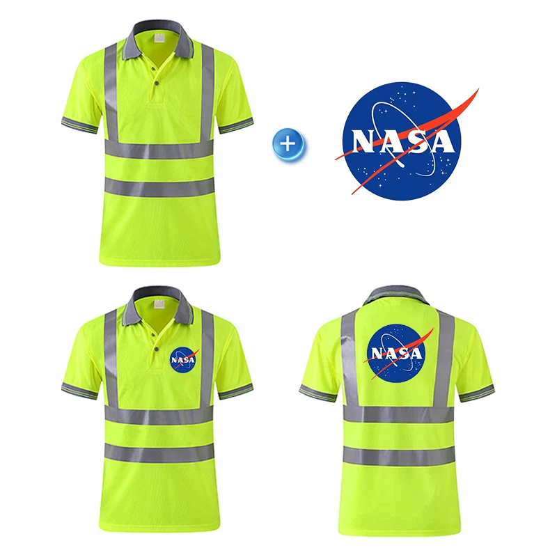 Reflective T-Shirt Safety Vest for Men with Reflection Tapes Work Vest Fluorescent Yellow Workwear Vest 