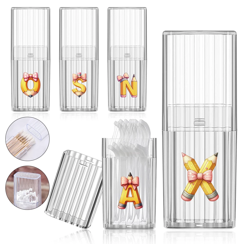 

Travel Portable Dental Floss Box Dustproof Toothpick Holder Household Cotton Swab Case Pencil Initial Name 26 Letters Pattern