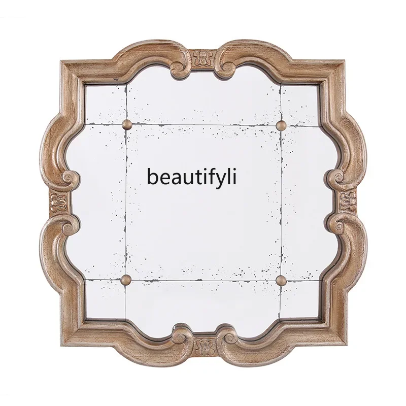 

Bathroom mirror aluminum alloy, wall-mounted bathroom non-punching decorative full-body mirror