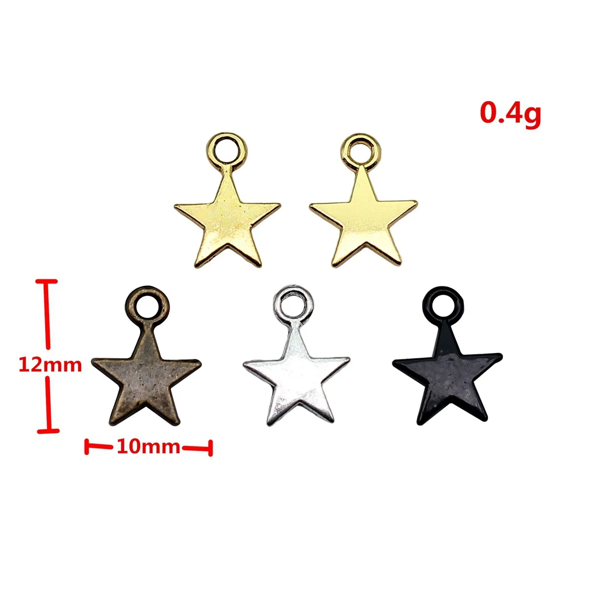 WYSIWYG 40pcs 12x10mm 7 Colors Tiny Star Charm Star Pendant For Jewelry Making