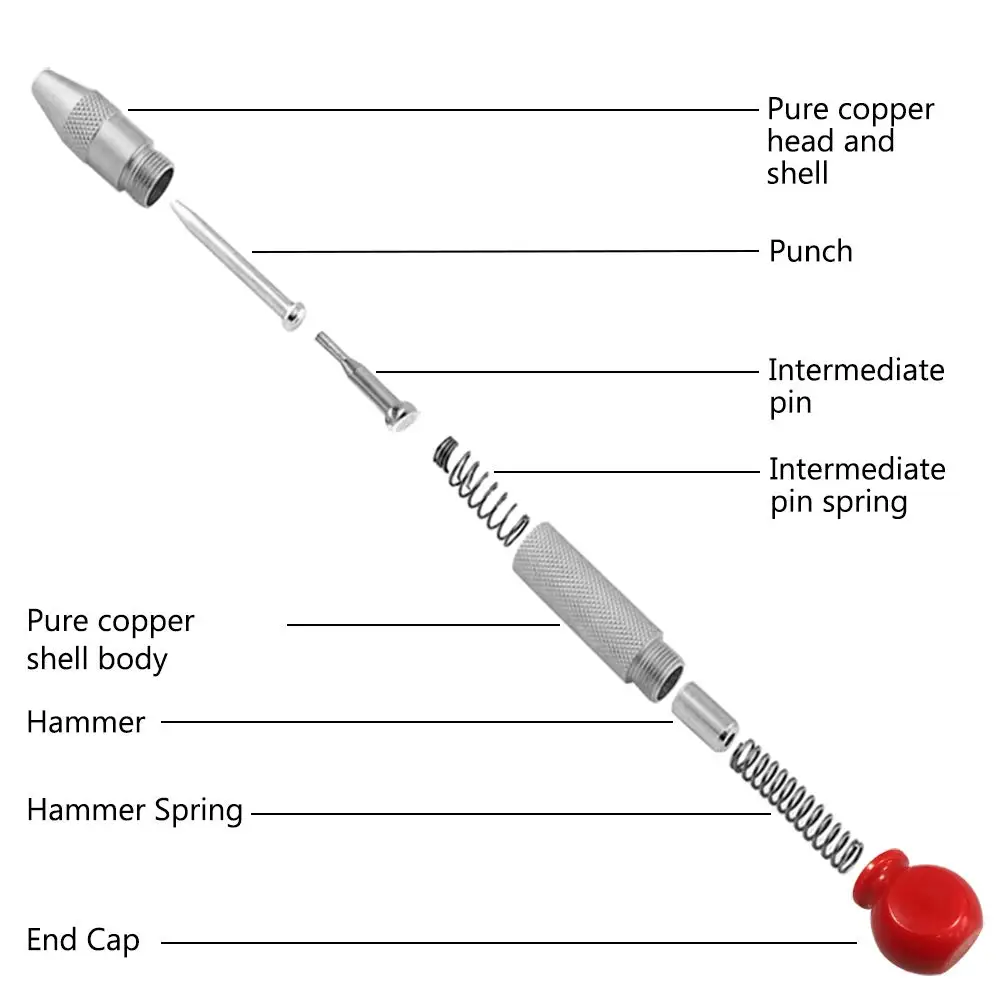 Automatic Centre Punch Crushing Hand Tool Adjustable Spring Loaded Locator Hole Punch for Metal Woodworking Carpenter Drill