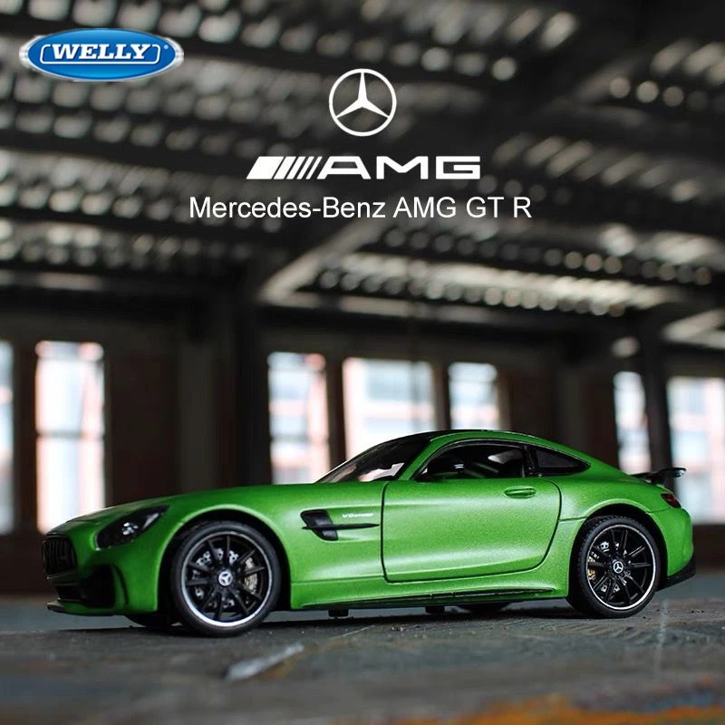 Welly 1:24 Mercedes-Benz AMG GT R lega modello di auto sportiva diecast metallo auto da corsa veicoli modello simulazione giocattoli per bambini