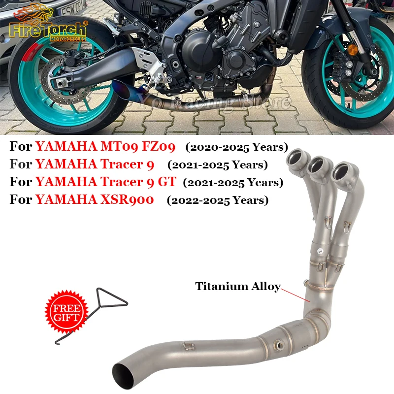 

For YAMAHA MT09 FZ09 XSR900 Tracer 9 GT MT FZ 09 2020 - 2025 Motorcycle Exhaust Escape Muffler Stainless Steel Front Link Pipe