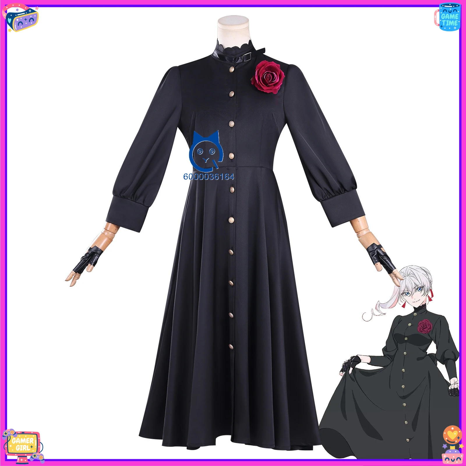 

May I Ask for One Final Thing Cosplay Costume Anime Scarlet El Vandimion Role Playing Black Fashion Dress for Women Comic Con