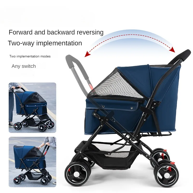 Reversible Pet Stroller Dog Dog Cat Light Foldable Out Pet Stroller Small Dog Stroller