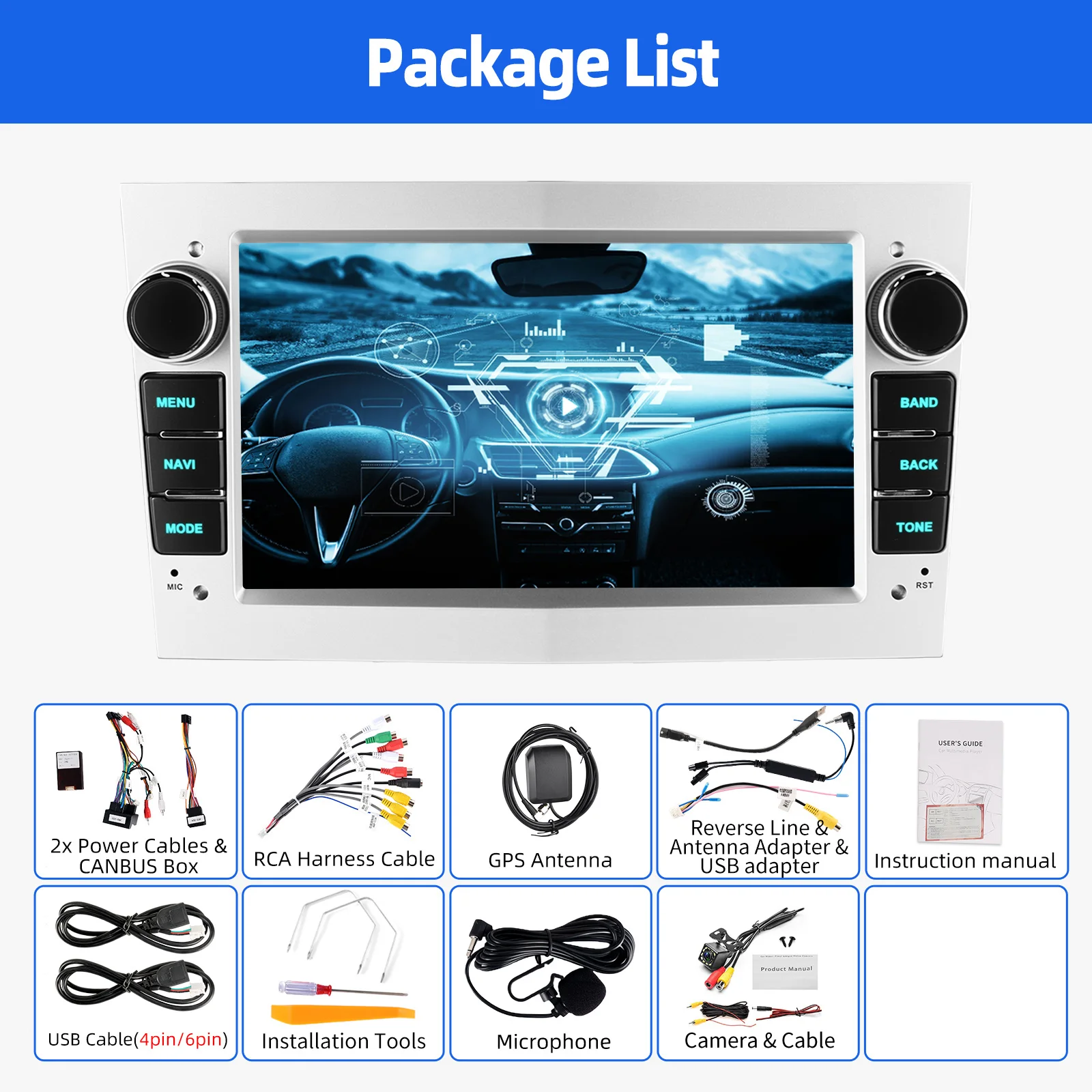 ESSGOO Android 15 Autoradio 4 + 64G Draadloze CarPlay Voor Opel Astra Vectra Vauxhall Vivaro Meriva Antara Zafira Corsa C D