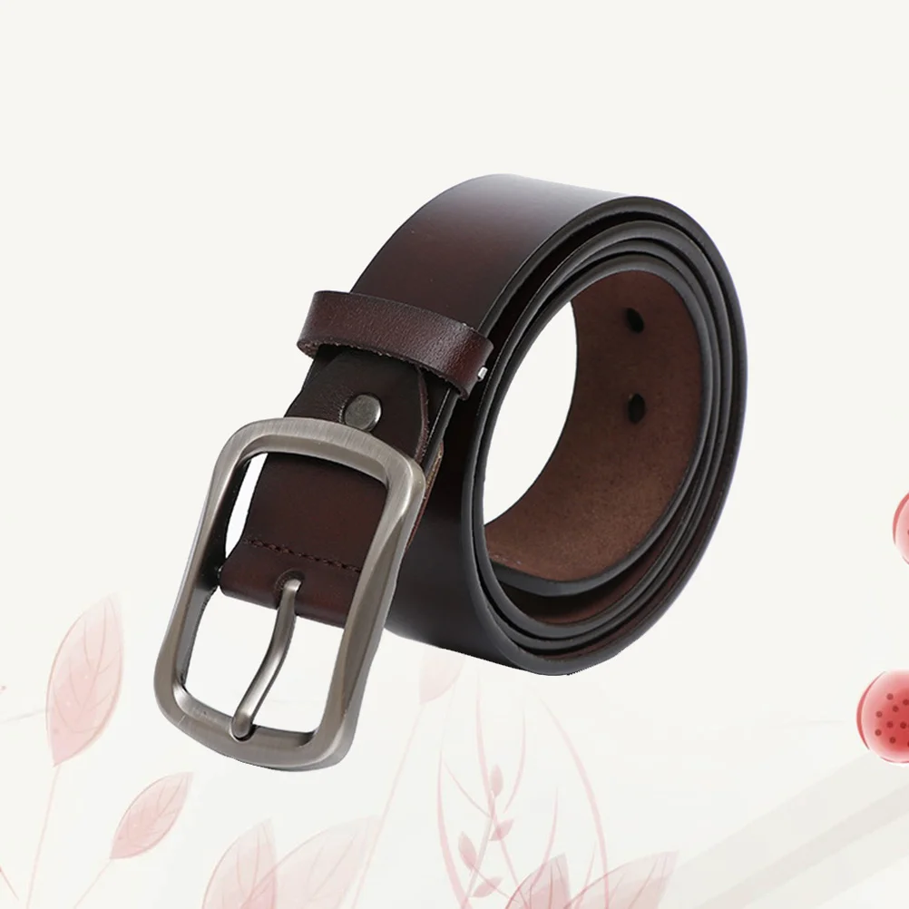 

Men Belt Pin Buckle Simple Design Adjustable Length for Jeans Pants Dress Brown Vintage Strap Men