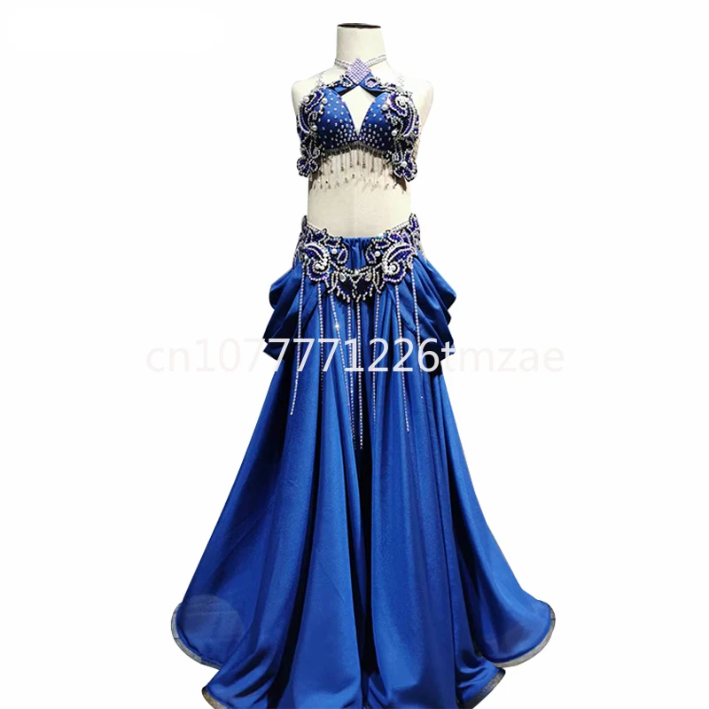 AB Stone Handmade Bra Slit Maxi Skirt 2 Pieces Customized Adult and Children Belly Dance Suit