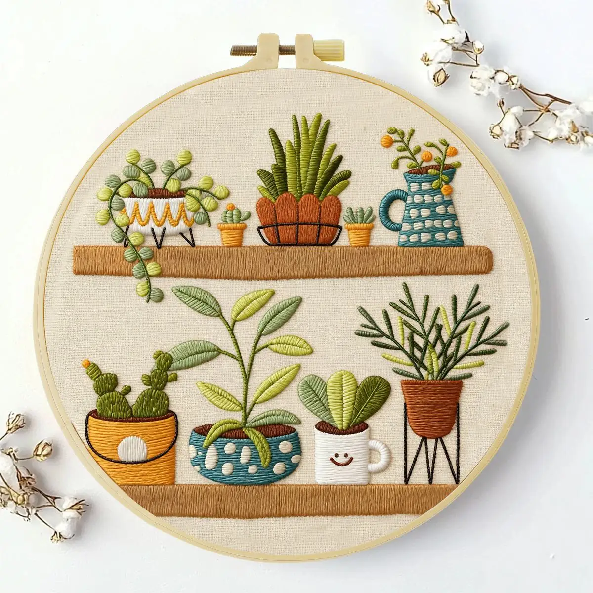 1 Stück 20X20CM/15X15CM 7,87/6,3 Zoll Regal-Stickerei-Starter-Kit DIY-Kit DIY-Stickerei-Set Handarbeiten Nadelkunst – Detail 2
