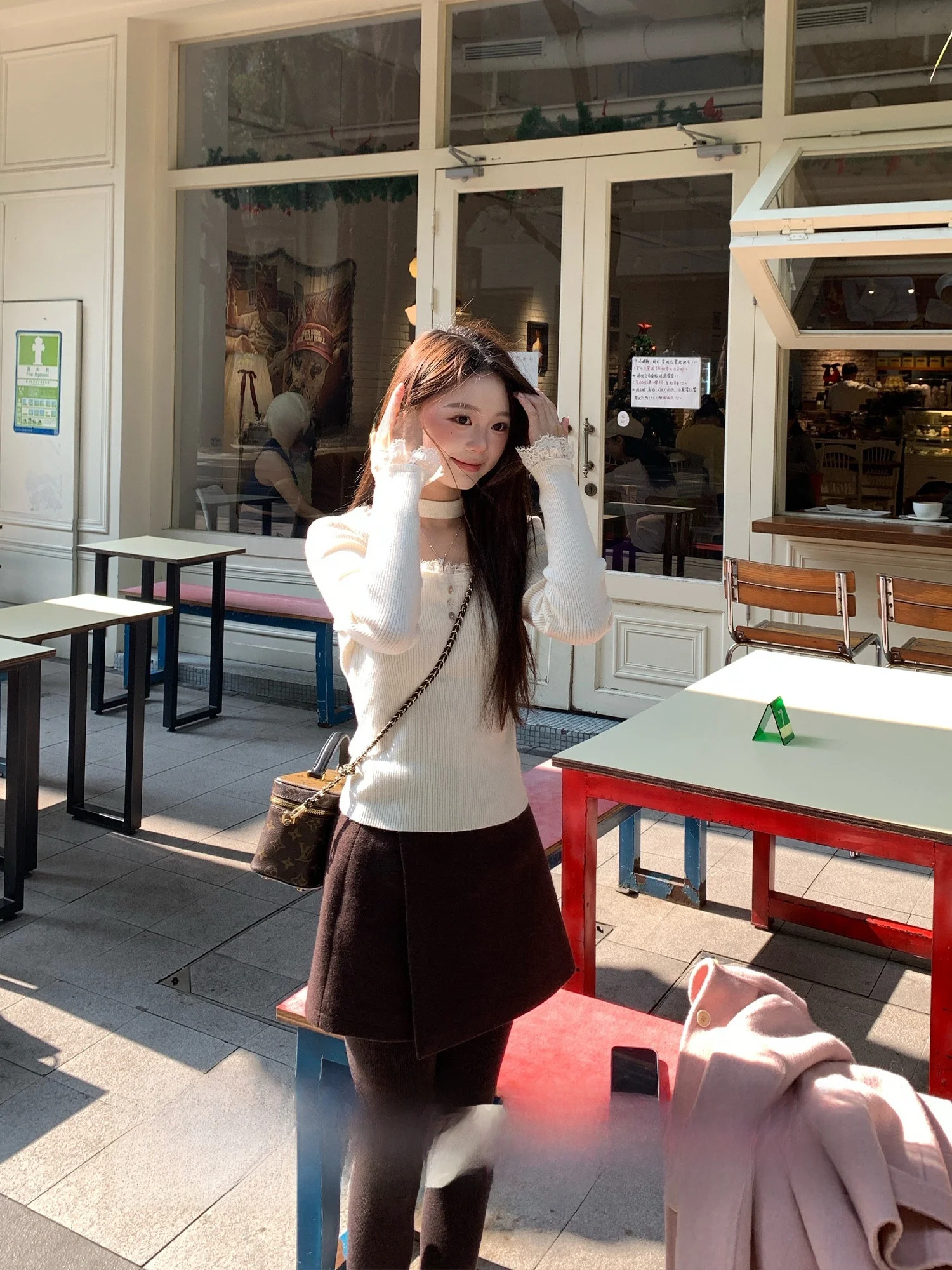 

Soft Light Sunset Long Sve Women's Knitted Sweater Lace Trim Korean Sle Winter Fitted Soft Viscose Polyester Nylon Blend