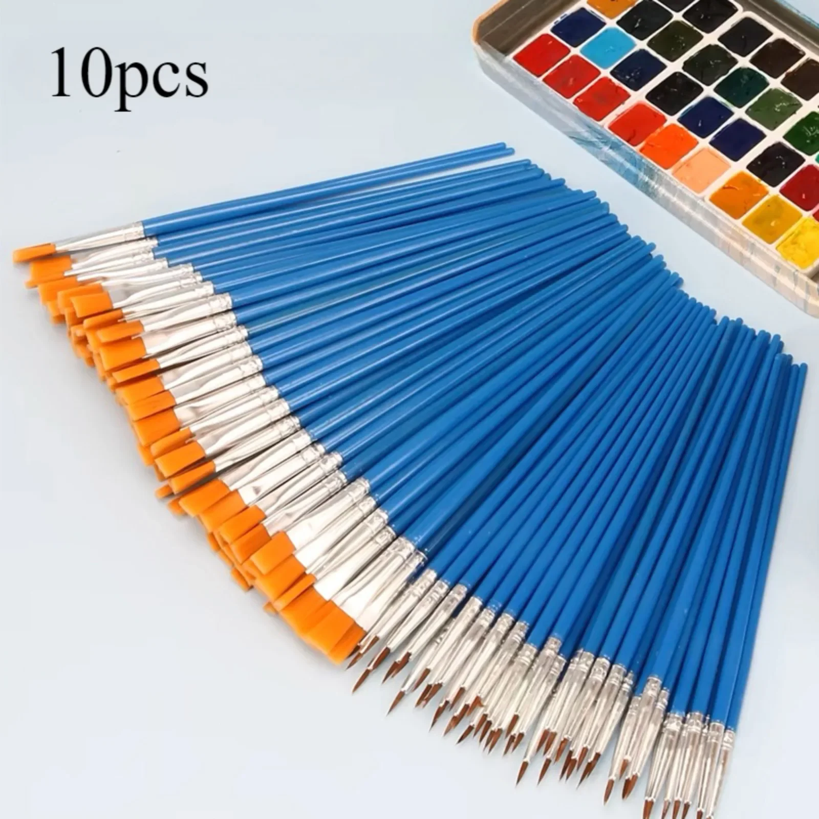 10PCS Painting Brushes for Painting Handcraft Round / Flat Nylon Hair Oil Acrylic Painting Brush School Art Supplies