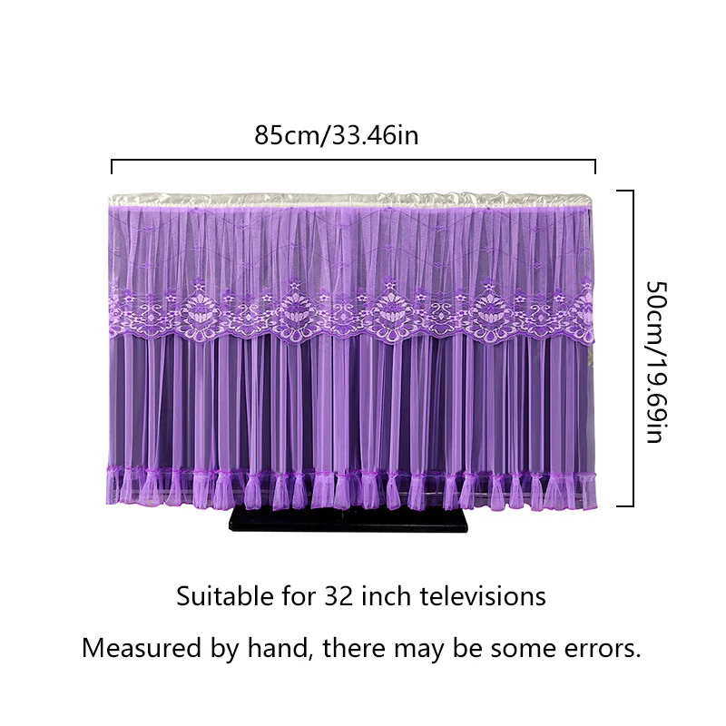 32inch Embroidery Lace Television Cover Elastic Knitted Monitor Screen Curtain Household Hanging Dustproof Cloth Home Decoration