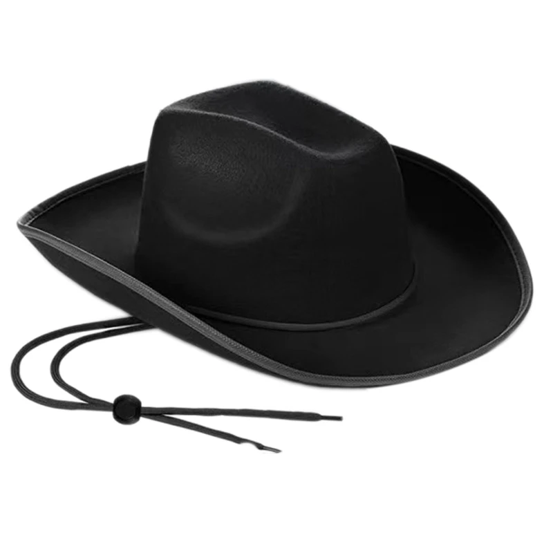 Vintage Fedora Hat Women Men Felt Ladies Cowboy Hats Party Solid Color Western Style Top Bonnet Men\'s Cosplay Hat