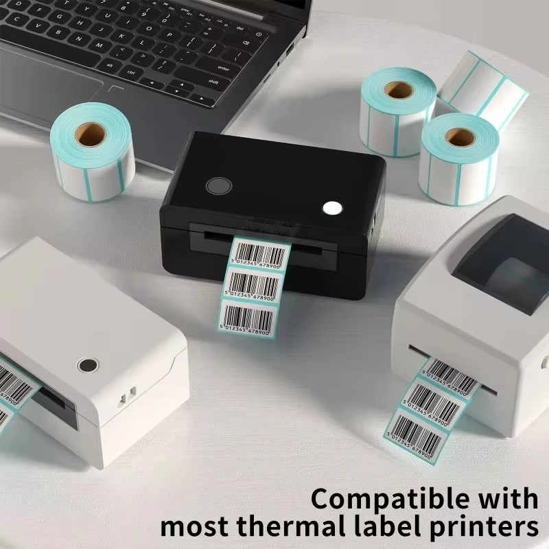 40/50/60mm White Thermal Direct Print Labels Waterproof Tear-Resistant Barcode Stickers for Retail/Shipping/Food Packaging