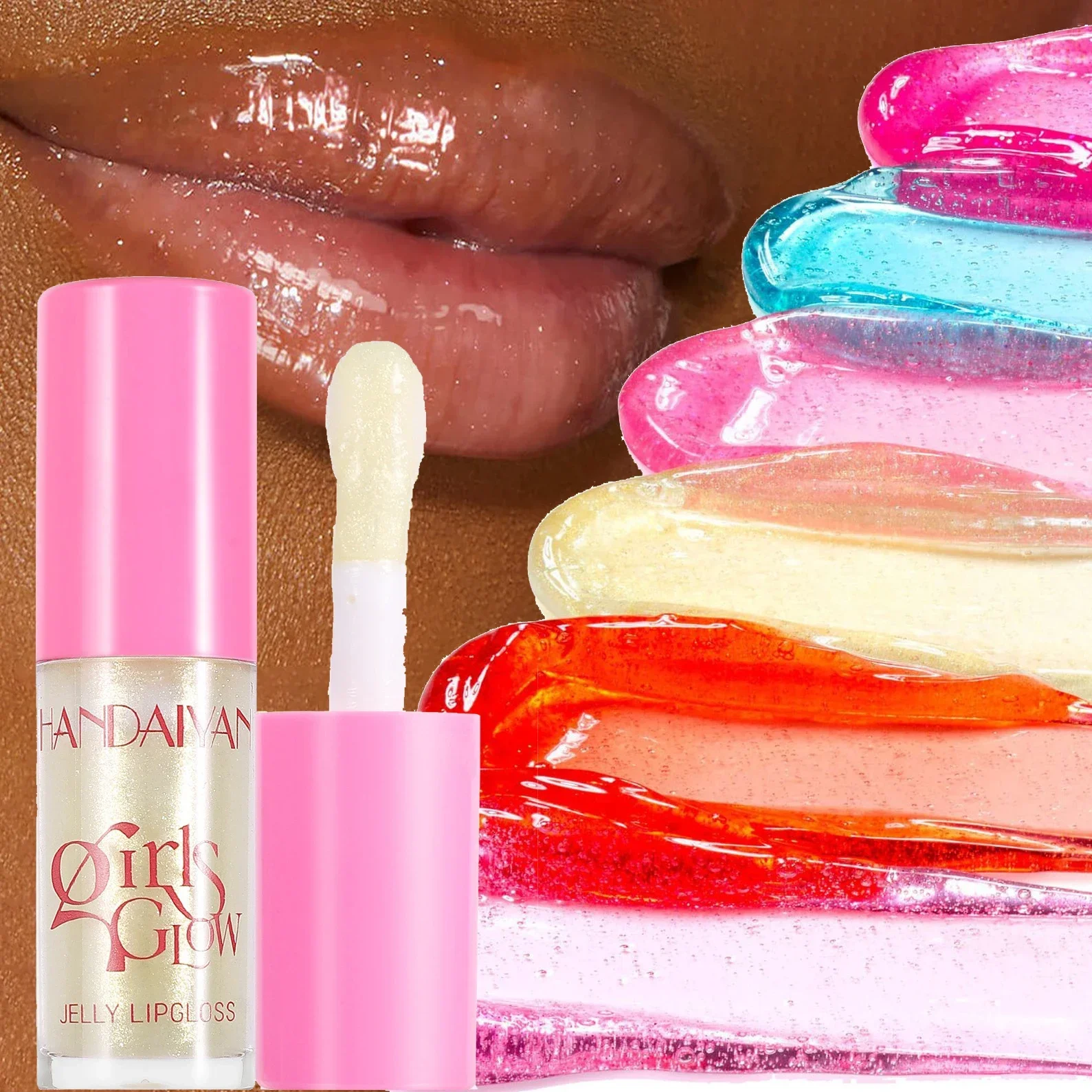 Moisturizing Candy Lip Gloss Oil Pearlescent Lustrous Mirror Pink Gold Lip Stain Clear Crystal Jelly Lip Oil Sexy Make Up