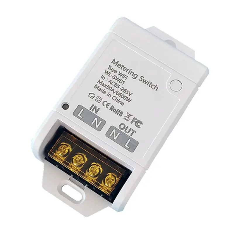 B27B Tuya Wifi 30A Relay Module 85-265V Smart Switch With Power Monitoring Function Home Automation Controller For Alexa Google