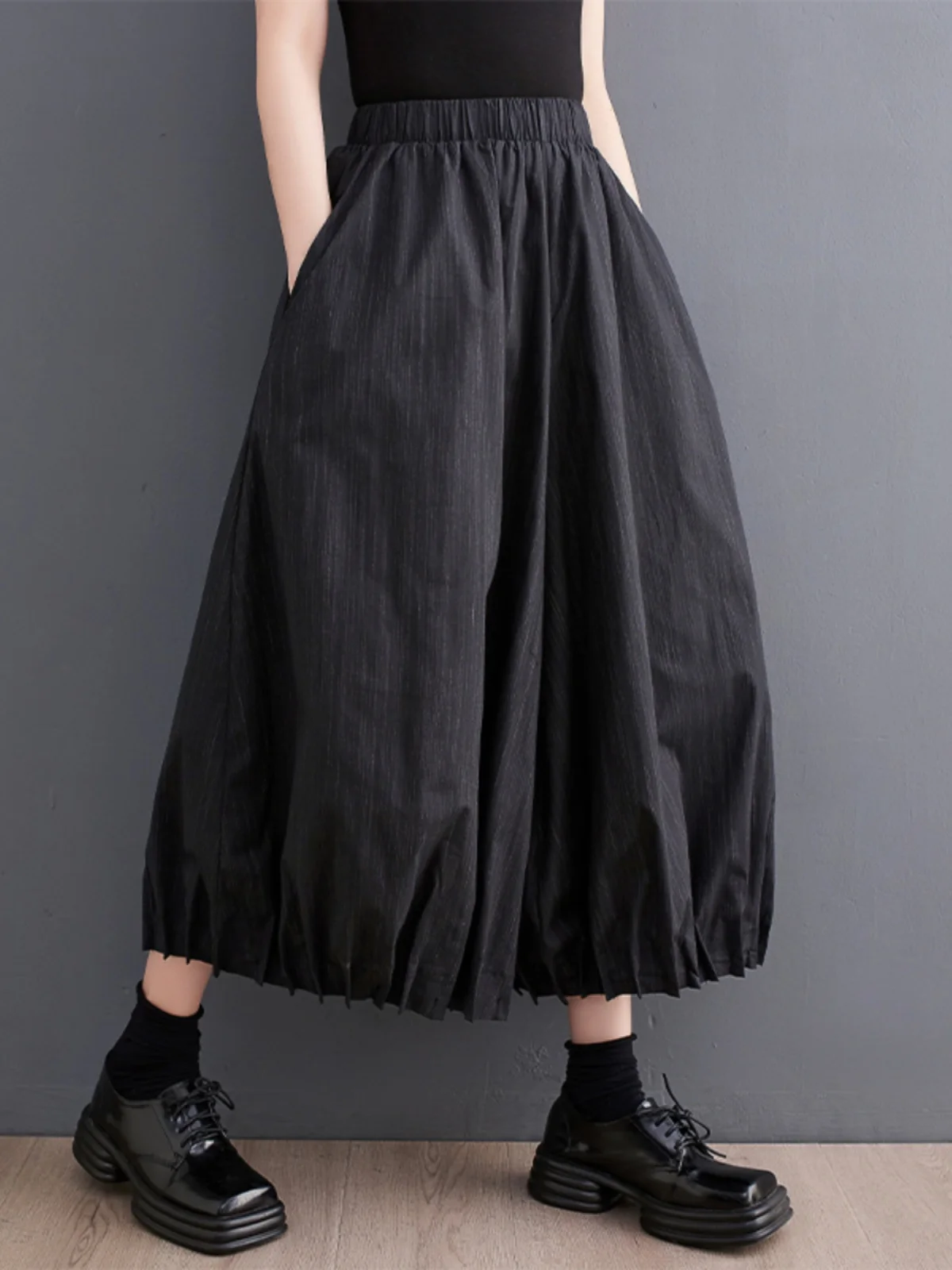 بالإضافة إلى حجم الصيف عارضة k مرونة واسعة الساق مطوي فانوس تنورة السراويل فضفاضة البنطلون السراويل تصميم فريد تخفيف Sle Nat...