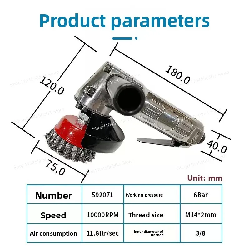 MAG-9000 Heavy-Duty Pneumatic Wire Cup Brush, 75mm 11000rpm, Industrial Anti-Rust Grinding Tool