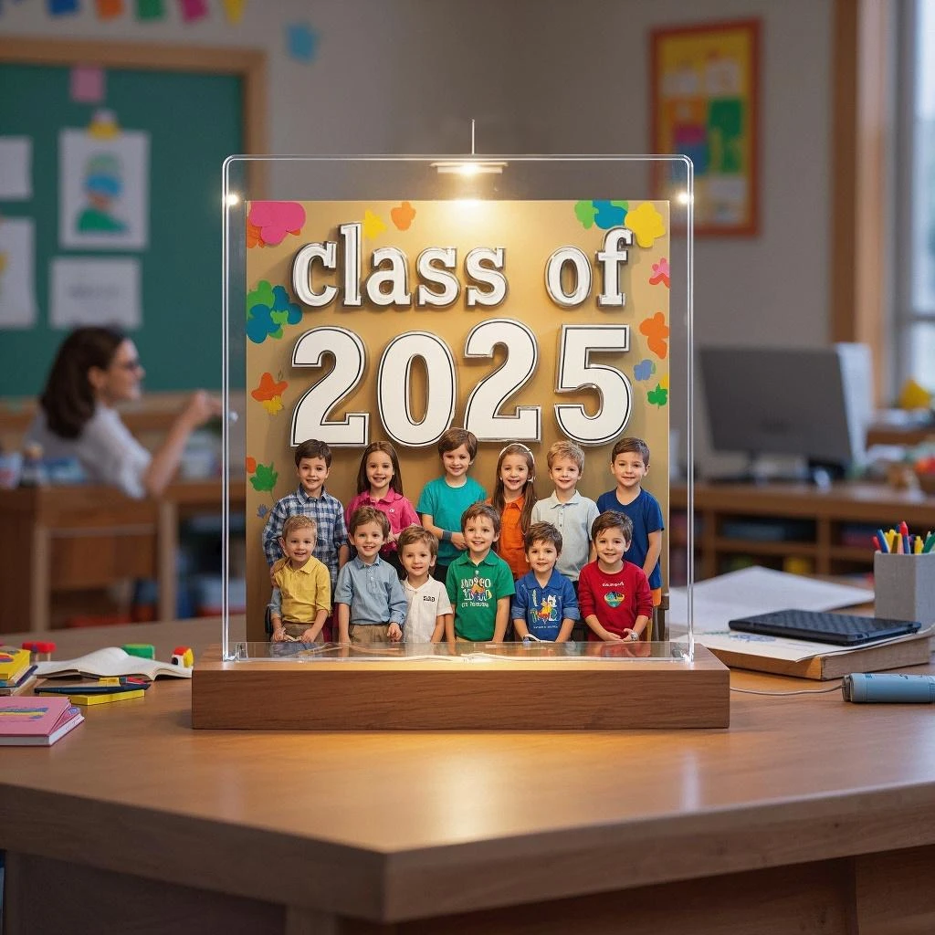 

Personalised Acrylic Team Photo Plaque Custom Graduation Photo Frame Acrylic Lamp Bulk Customization Company Anniversary Gift