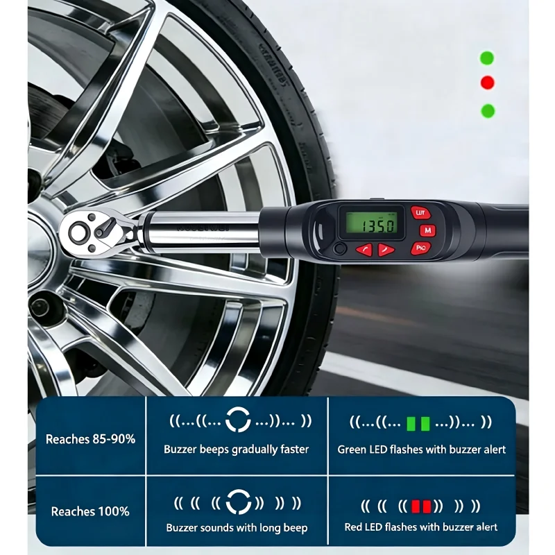 KOOLIWEI KB4‑200BN/340BN/400BN Heavy‑Duty Electronic Digital Torque Wrench 1/2‑Inch Drive 10‑400N·m ±2% Accuracy Repair Tool