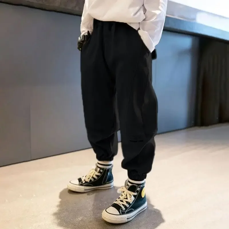 

Spring and Autumn Children's Pants 2026 New Boys' Casual Loose Cargo Pants Pure Cotton Trousers
