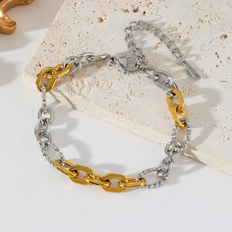 EILIECK 316L Edelstahl Silberfarben Hochwertiges Metallketten-Halsketten-Armband-Set Wasserdicht Beliebter Freizeitschmuck für Damen – Detail 15