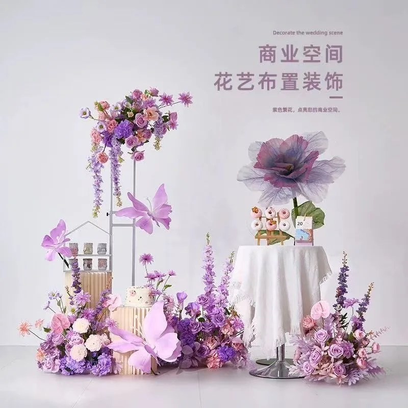 Internet celebrities giant black simulated roses, high-end store wedding background scene layout props