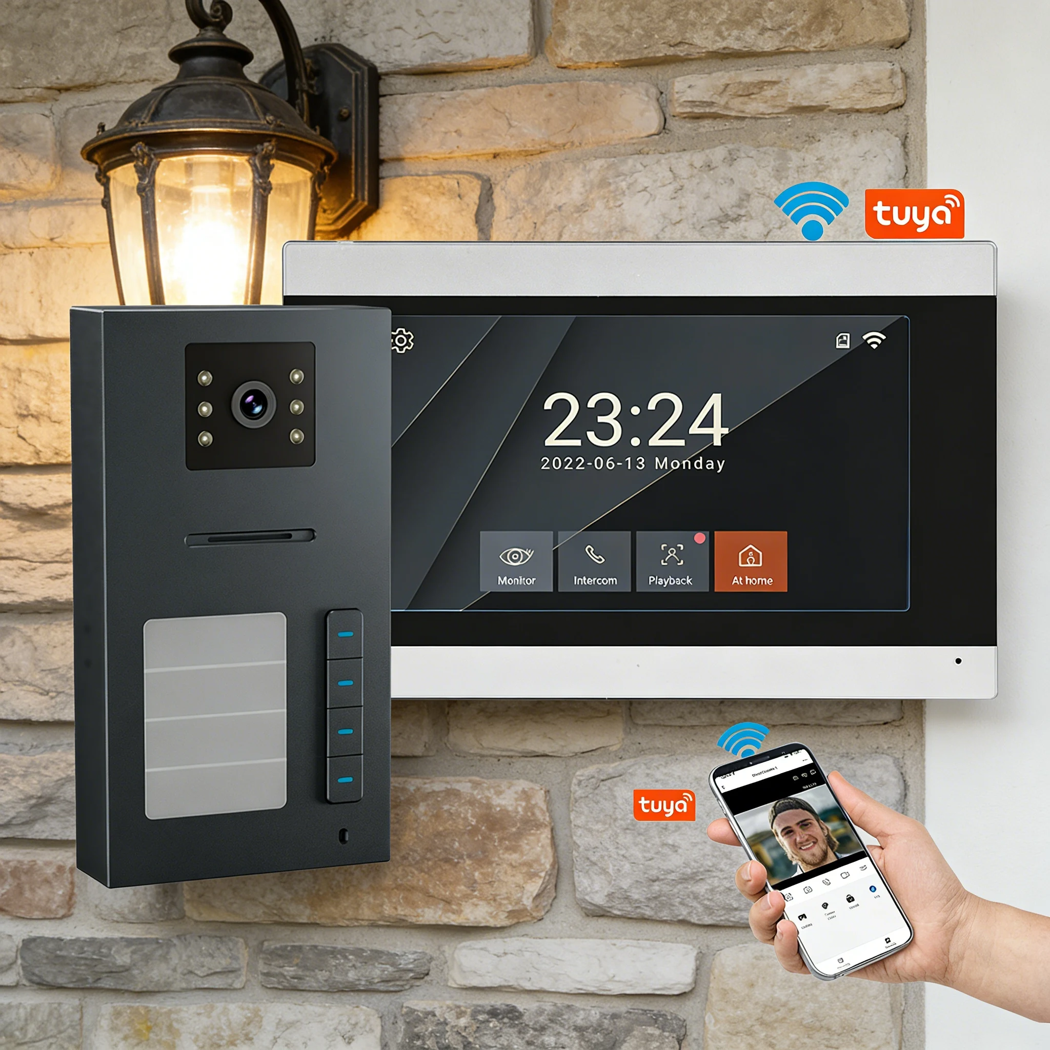 4-Wire Bideo Android Multi-storey Office Apartment Audio Building Video Door Phone System