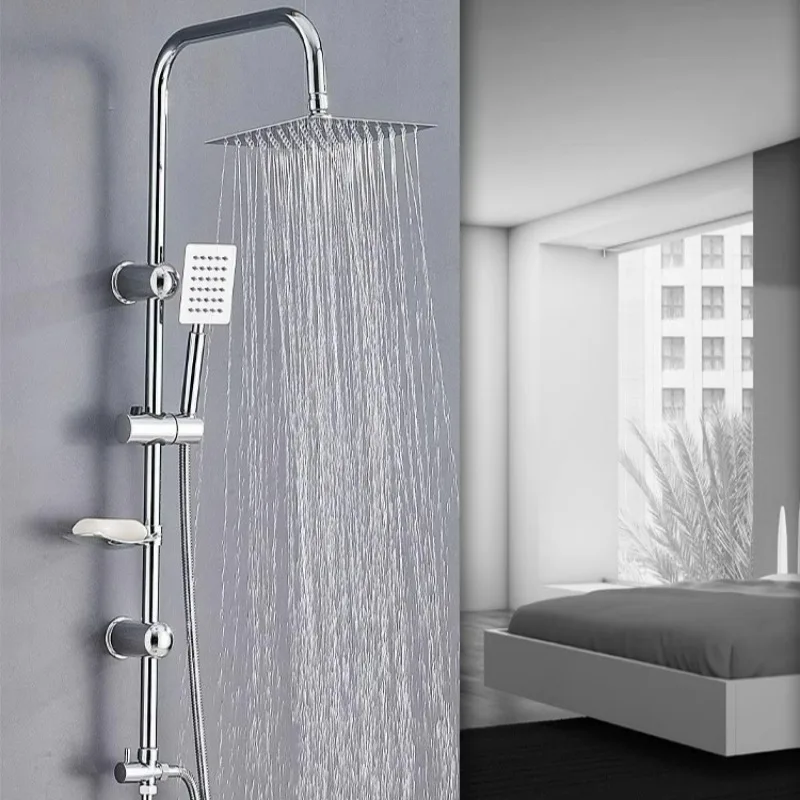 Shower Set with High Pressure Bathroom Shower Head System for Home Hotel Overhead Rainfall Shower Combo Black Round/Square