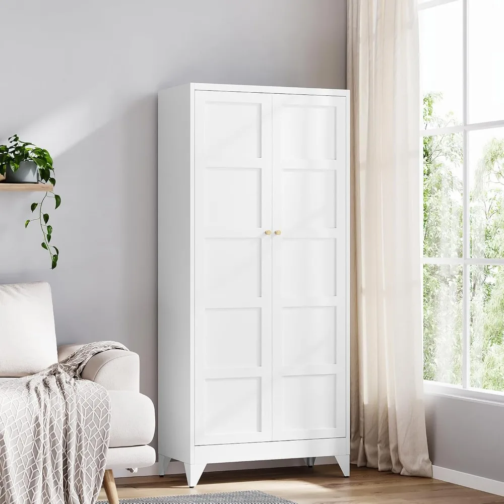 

Double door four layer adjustable metal storage cabinet -71 white kitchen sideboard cabinets