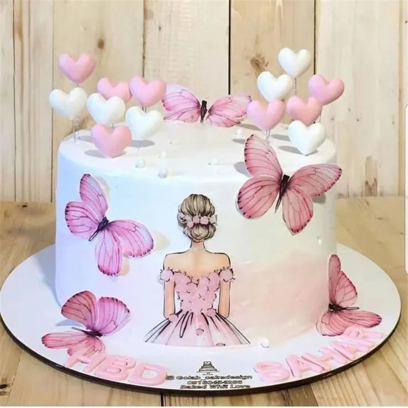 Happy Birthday Butterfly Cake Topper Flags Cupcake Toppers Sweety Wedding Bride Baby Shower Party Cake Diy Baking Mariage Decor