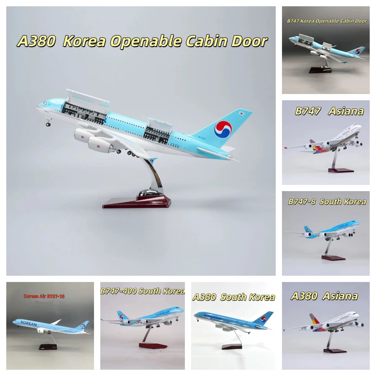 New Series Korean air airplane model B787-10 Scale Aircraft 43cm A380 Asiana B747 Collectible Miniatures Resin Plane Model Gift