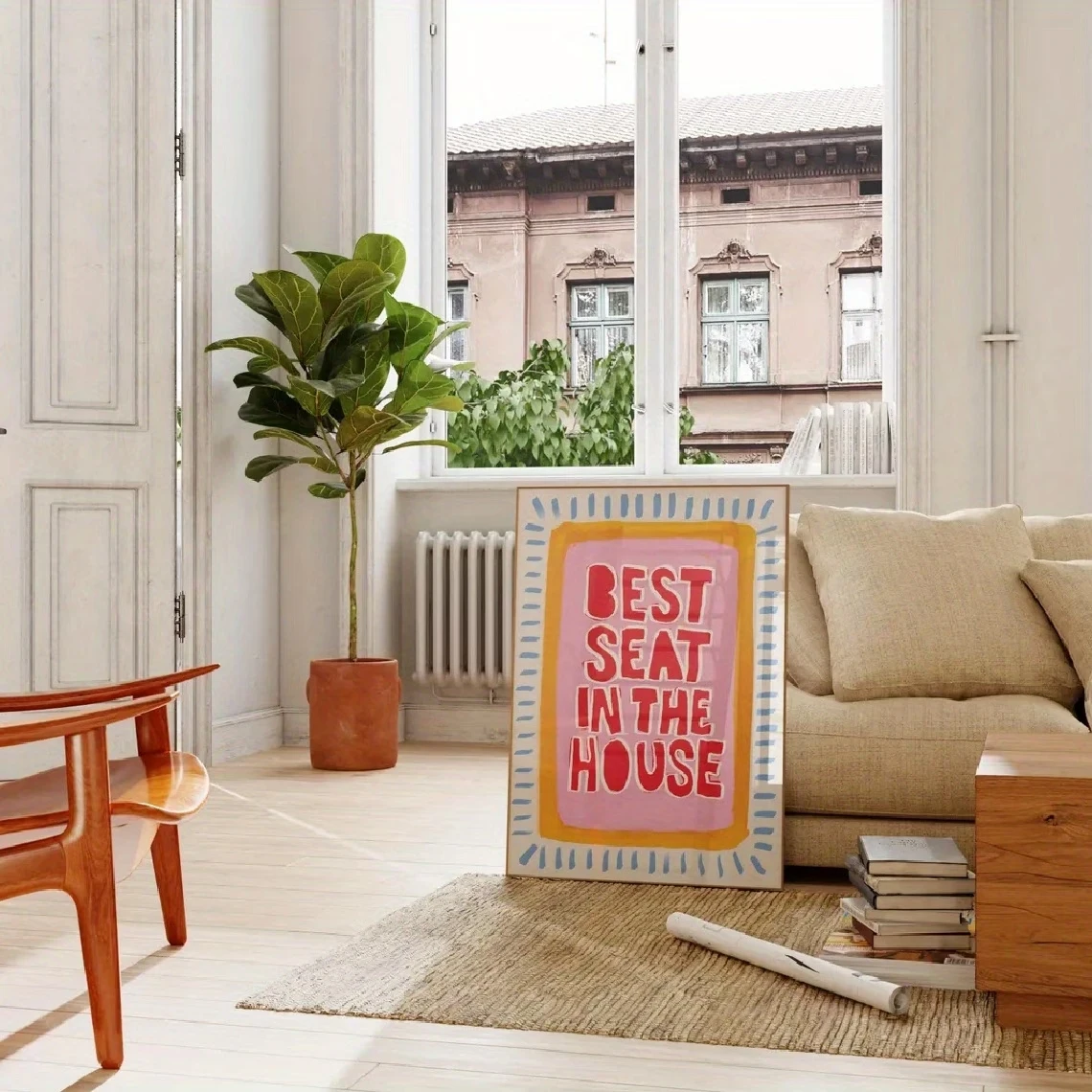 Modern,Retro Best Seat In The House Quotes Wall Art Print Canvas Painting Poster Picture For Bedroom,Living Room Home Decor
