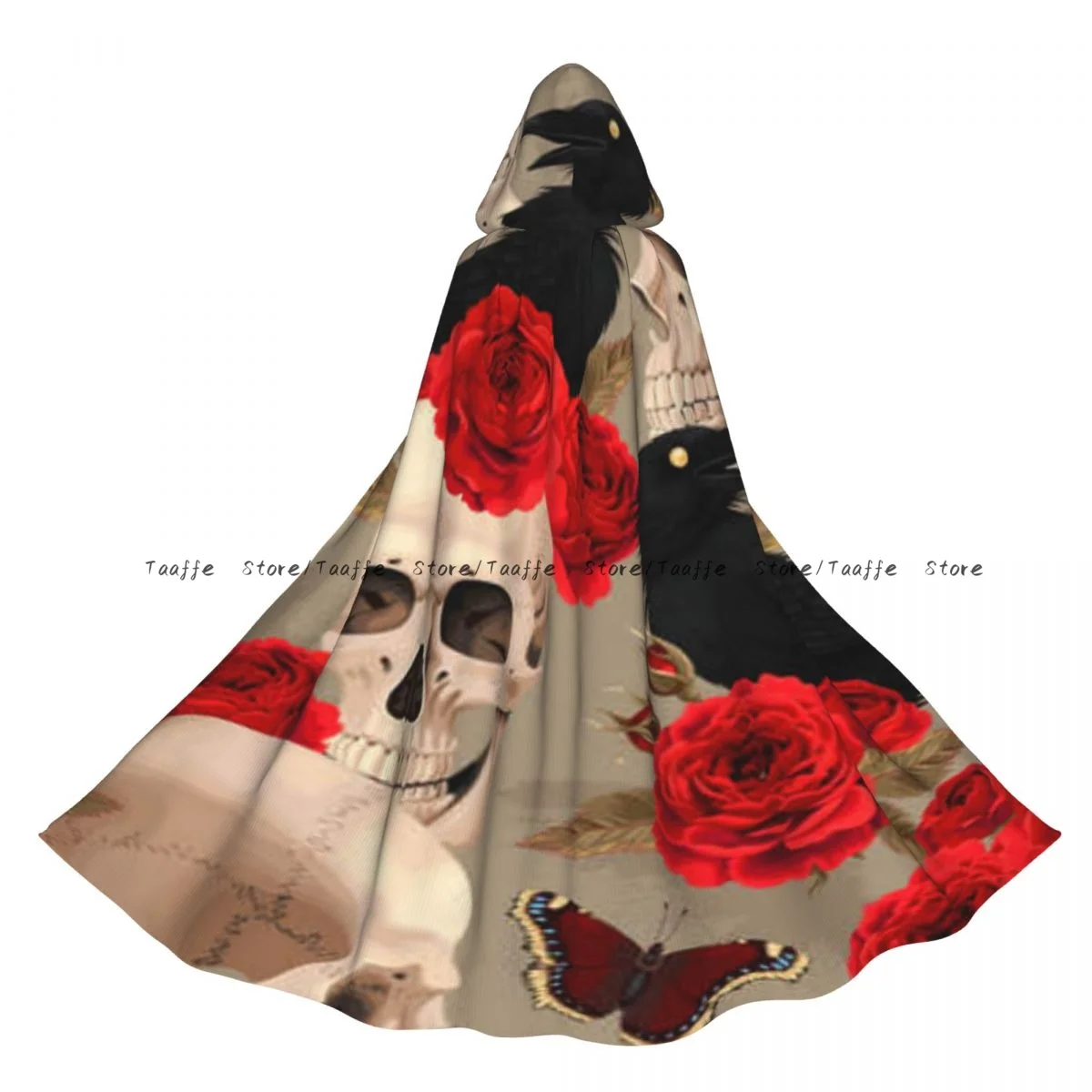 

Унисекс Хэллоуин плащ ворон и человеческий череп накидка с капюшоном средневековый костюм ведьмы Викка вампир