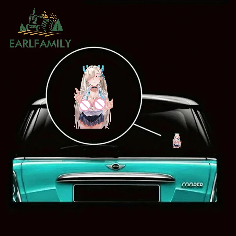 EARLFAMILY 13cm for Anime Against Glass Car Stickers Waterproof Trunk Anime Motorcycle Personality Decal Air Conditioner Decor