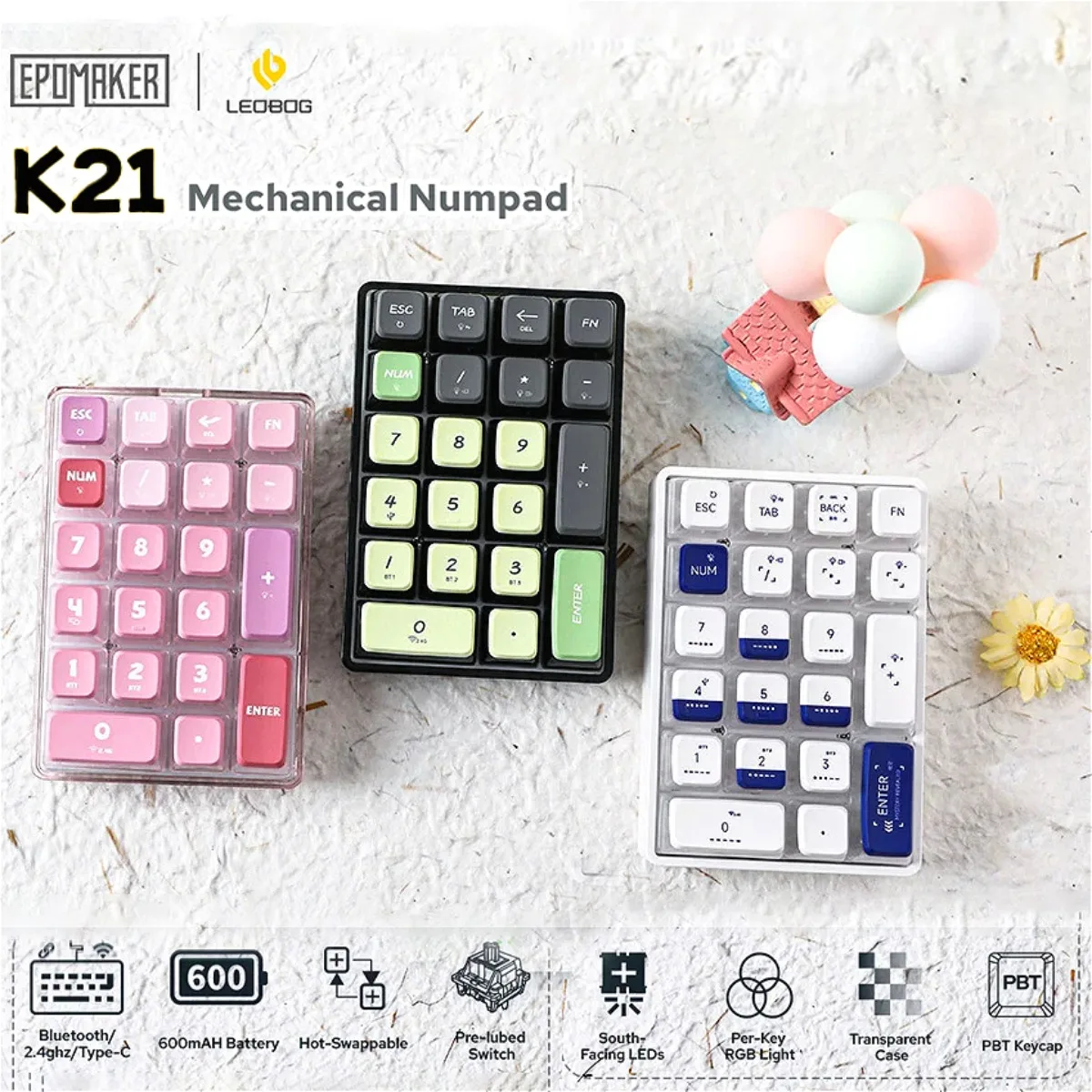 K21 Drahtlose mechanische Tastatur BT/2,4 GHz/USB-C Tri-Mode-Verbindung