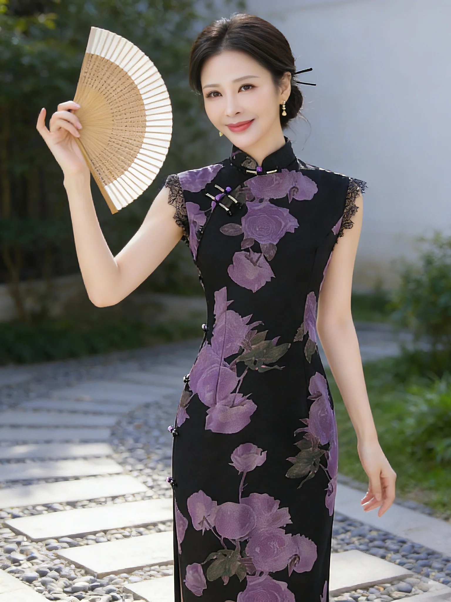 

New 2026 Svel Long Qipao Dr Waist-Cinching Rvated Traditional Chinese Sle Daily Wear Floral Pattern Breathable