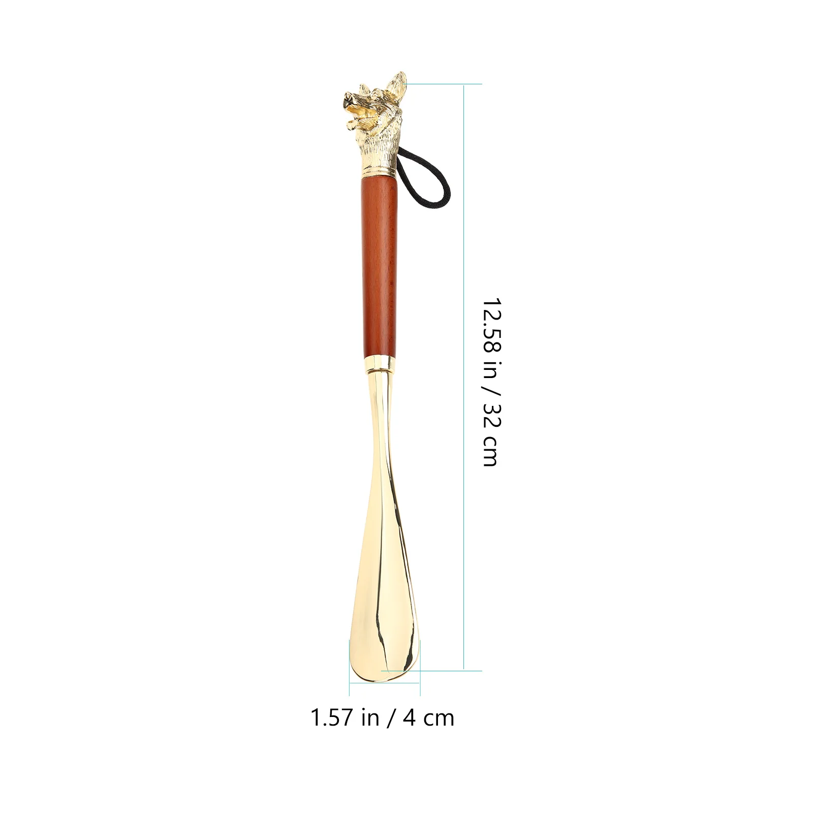 Long Handle 32cm Shoe Horn Zinc Alloy Animal Head Premium Decor Polished Gold Grip Easy Shoe Wearing for Seniors Men Travel Gift