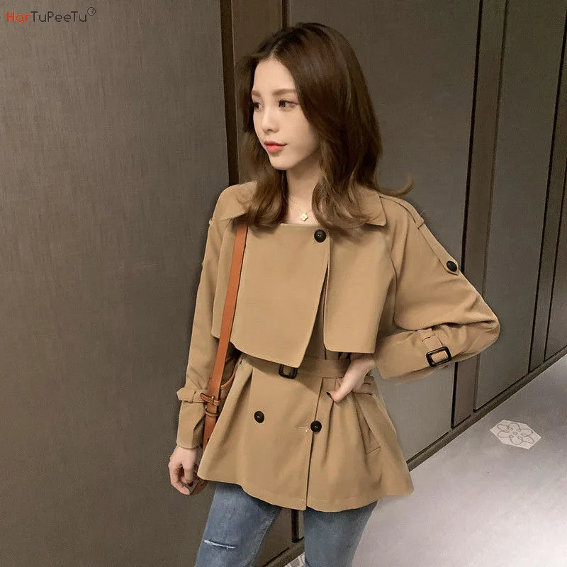 

Elegant Trench Coat Women Jacket Slim Fit with Belt Spring Autumn 2023 New Korean Ladies Outwear S-2xl