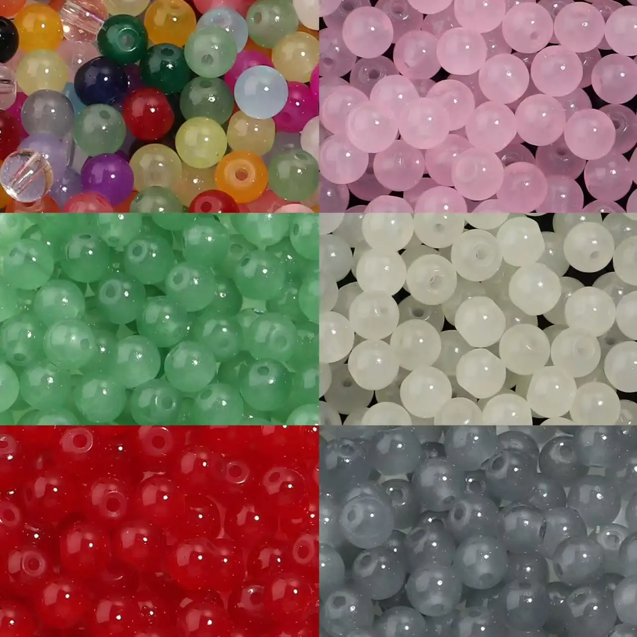 50-60pcs/lot 6 8mm Round Glass Beads Colorful Loose Spacer Beads For Jewelry Making DIY Bracelet Necklace Earrings Accessories