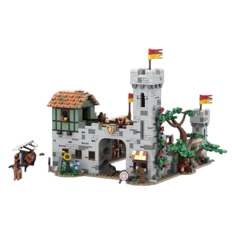 MOC building toy - medieval castle shooting range model set - creative assembly toy with challenging gift value