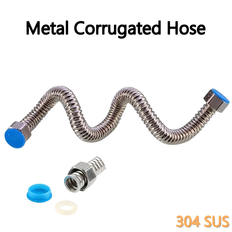 304 SUS Metal Corrugated Hose Cold and Hot Water Pipe Garden Irrigation Hose Water Heater Toilet Water Pipes Length 10cm~5m 1PC