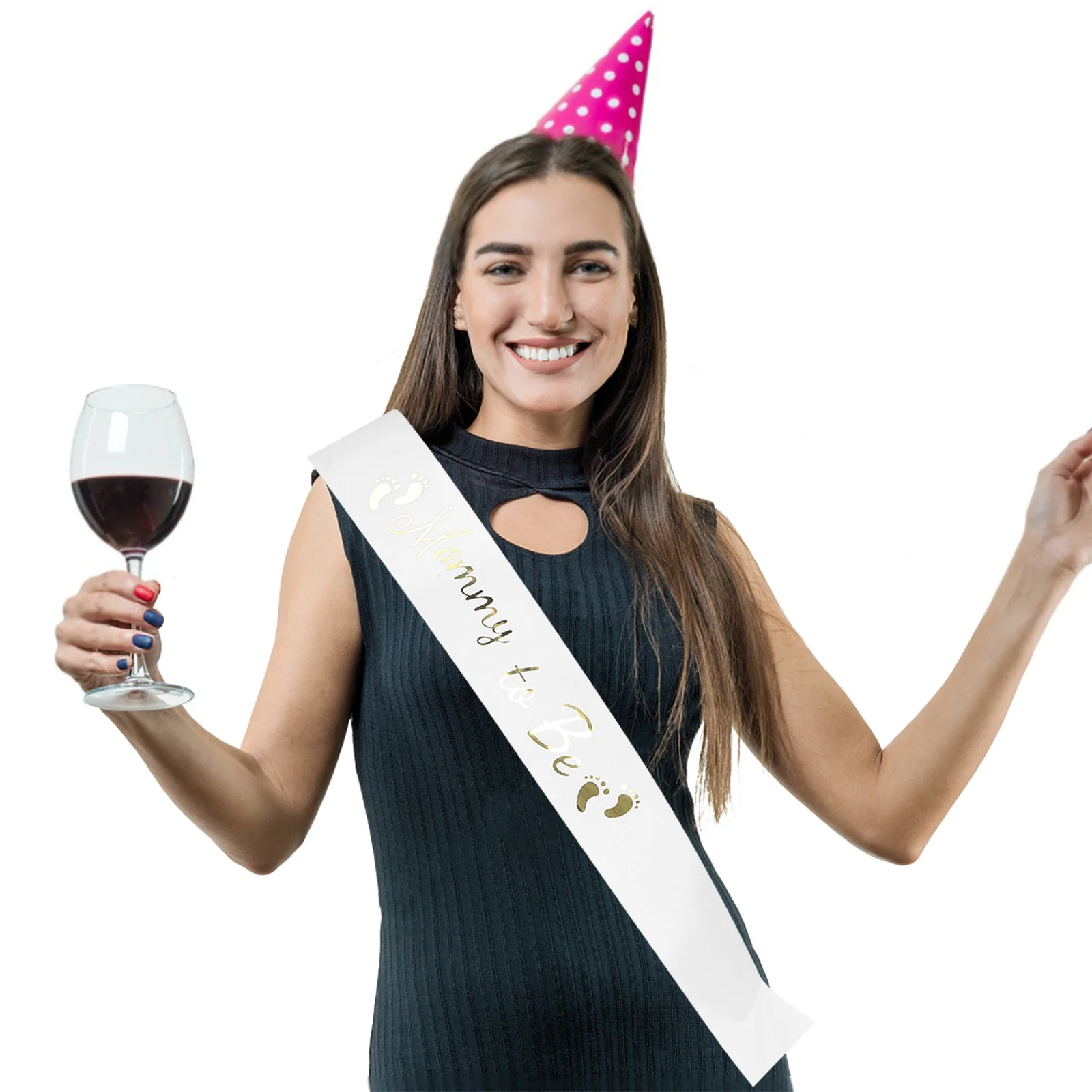 2 قطعة استحمام الطفل للأم ليكون الأبيض الساتان الأمومة وشاح عدة الجنس تكشف زخرفة الحفلات-استحمام الطفل اكسسوارات وشاح #3