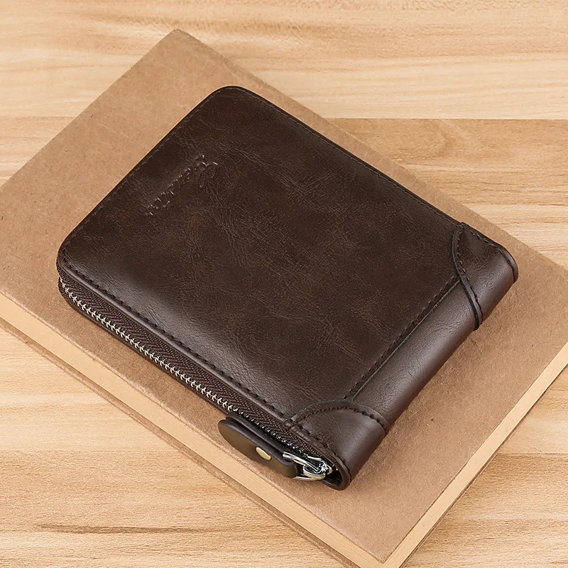 men's-short-wallet-genuine-leather-zipper-multi-function-card-holder-pure-cowhide-new-style-leather-clip-money-clip