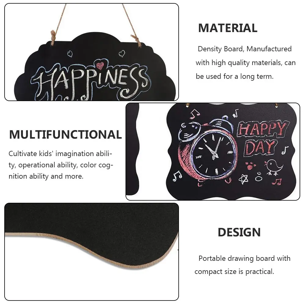 

2 Pcs Wooden Blackboard Pendant Mini Chalk Signs Decorative Chalkboard Hanging Message Writing Notes Child