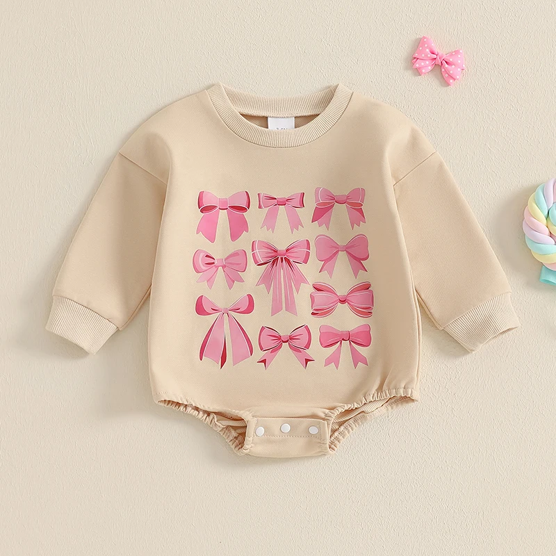 

Toddler Girl Floral Print Ruffle Sleeve Romper Long Sleeve Jumpsuit Cute Autumn Outfit Bowknot Sweatshirt Baby Clothes