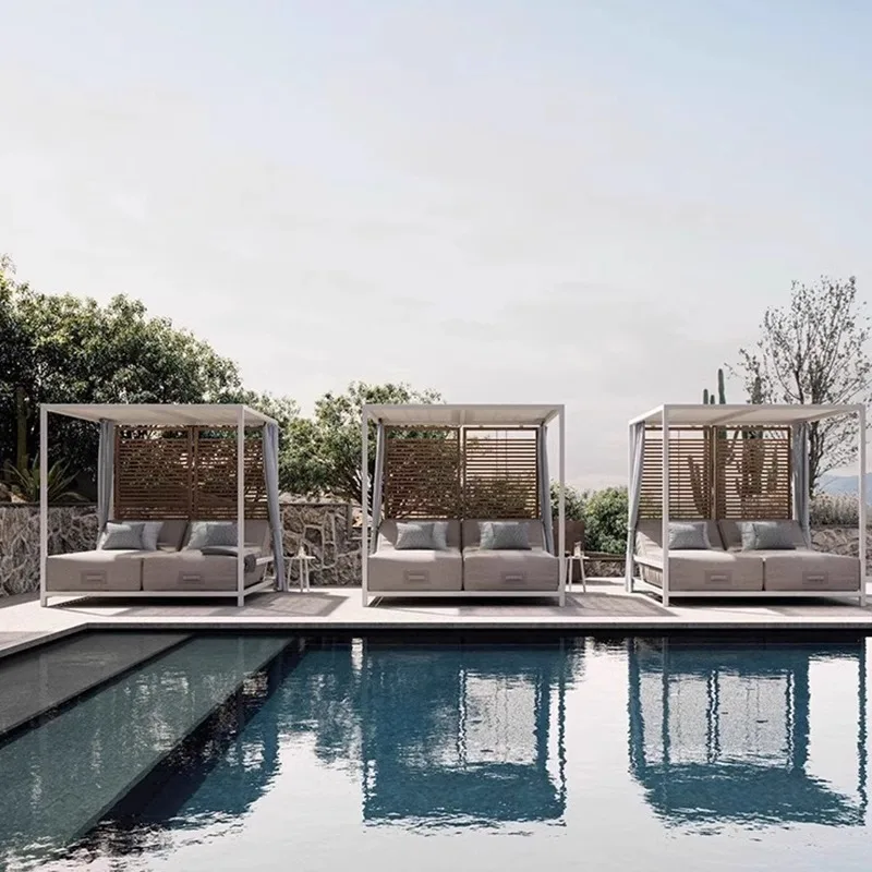 Outdoor leisure villa courtyard aluminum bed, open-air balcony hotel homestay creative lounge chair, furniture