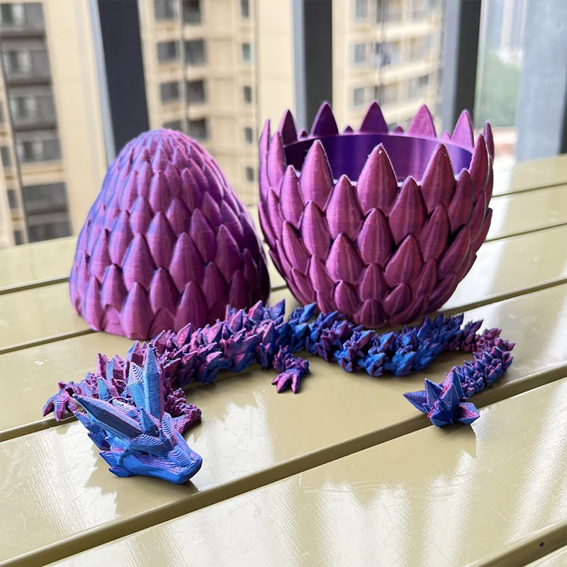 3D Printed Dragon Snake Egg Rotatable Articulated Snake for Kid Gifts Toys Desktop Ornaments Easter Festival Gift